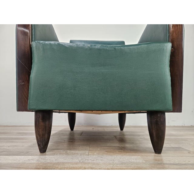 Art Deco Club Chairs in Walnut and Green Eco-Leather, 1940, Set of 2 For Sale - Image 18 of 18