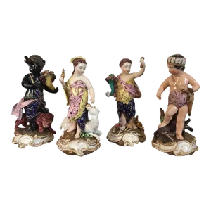 Antique Early 19th C. English Derby Porcelain Figures Representing the Four Continents - Set 4