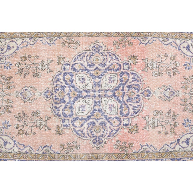 Textile 1970s Turkish Oushak Handmade Wool Cotton Pink Area Rug For Sale - Image 7 of 10