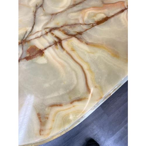 Vintage French Onyx and Brass Coffee Table with Ornate Marble Top For Sale - Image 17 of 18