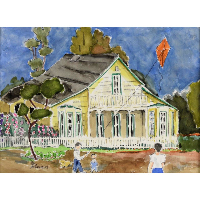 Paint "Salinas Mayor's House" - Original Watercolor Landscape on Paper by Ken L Stephens For Sale - Image 7 of 8