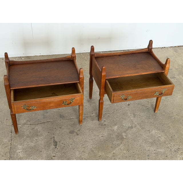 Danish Brutalist Oak Bedside Tables by Henning Kjærnulf, 1960s, Set of 2 For Sale - Image 5 of 11