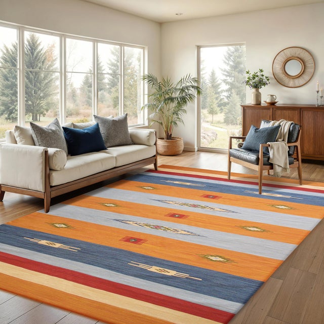 Pasargad Home Kilim Multi Cotton Area Rug- 8' 0" X 10' 0" For Sale In New York - Image 6 of 6