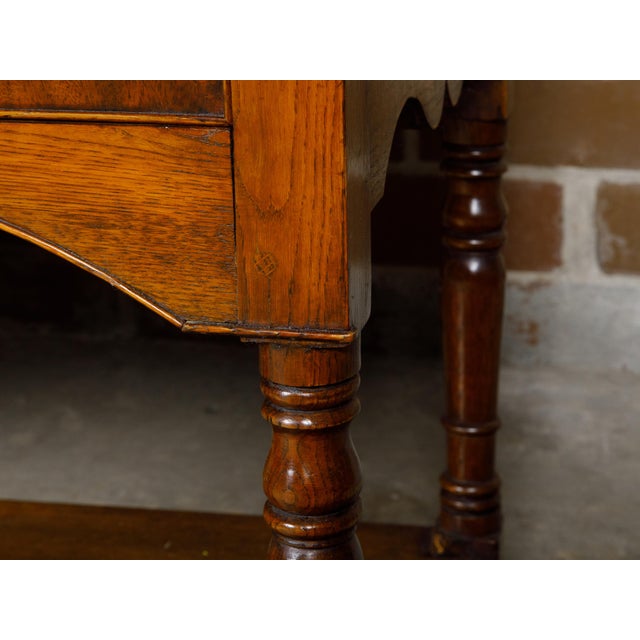 English 19th Century Oak Dresser Base with Marquetry, Doors and Drawers For Sale - Image 9 of 12