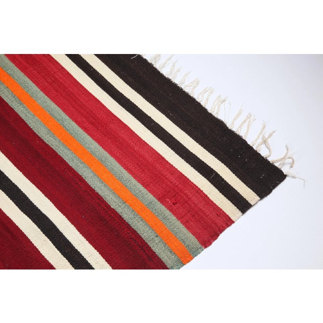 Red Vintage Flatweave Turkish Kilim Runner Hallway For Sale - Image 8 of 12