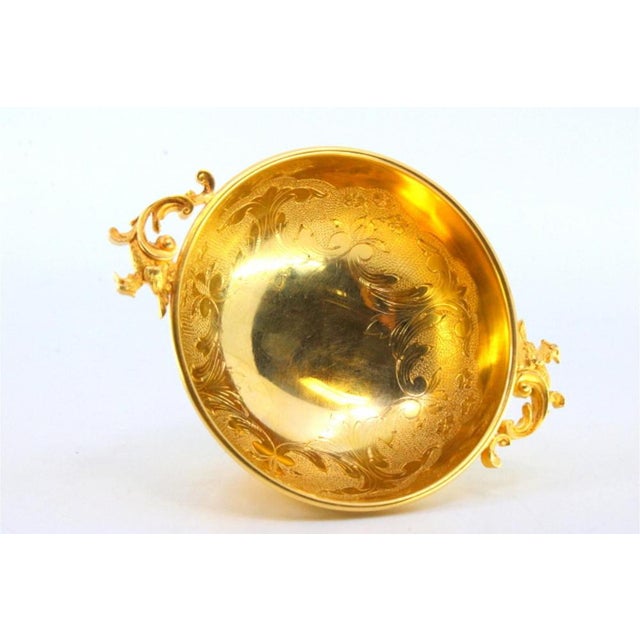 Gilded Silver Cup with Handles Cut Out with Reliefs and Engravings on the Inside For Sale - Image 5 of 7