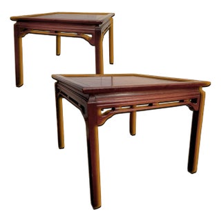 1940s Vintage Hardwood Asian Inspired Side Tables by Ferguson Bros MFG Co Hoboken N. J. For Sale