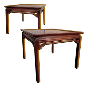 1940s Vintage Hardwood Asian Inspired Side Tables by Ferguson Bros MFG Co Hoboken N. J.