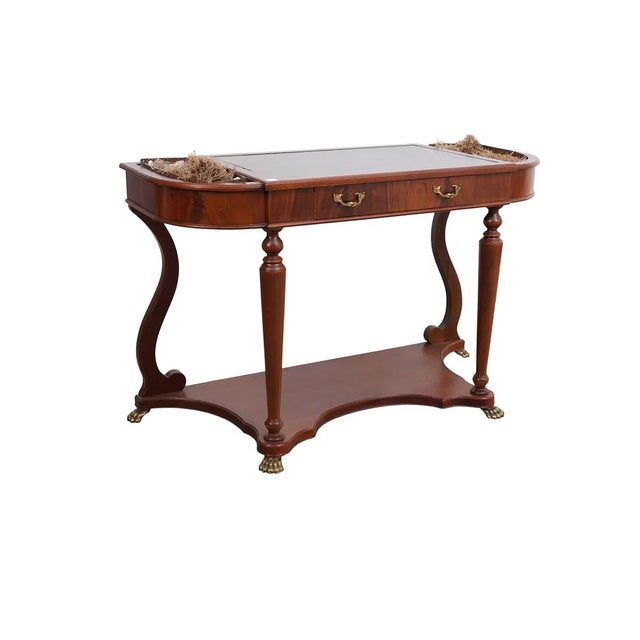 Early 20th Century Mahogany Console Writing Desk With Copper Planter Liners For Sale - Image 4 of 6