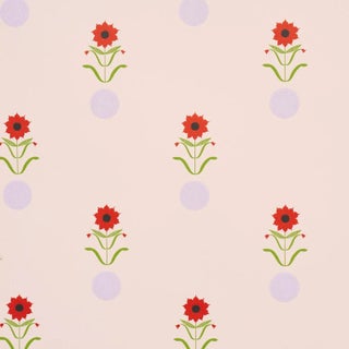 Schumacher x Peg Norriss Forget Me Dots Wallpaper In Pink For Sale