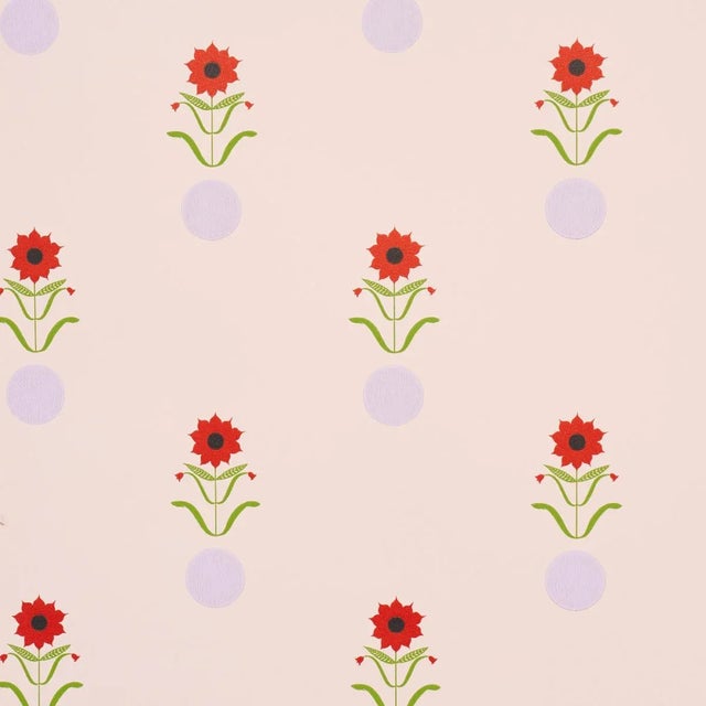 Schumacher x Peg Norriss Forget Me Dots Wallpaper In Pink For Sale