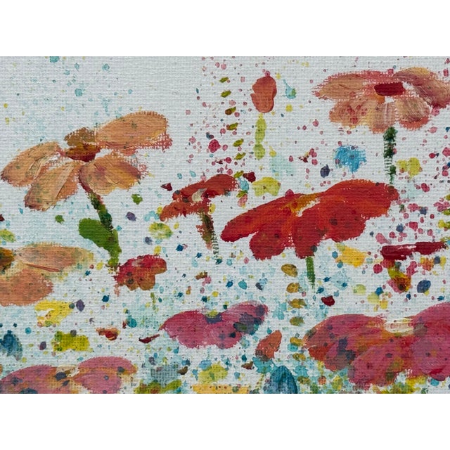Colourful Abstract Flowers on White Background by Contemporary British Artist 2021 For Sale - Image 6 of 14