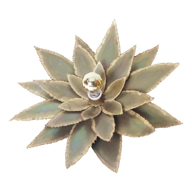 Vintage Floral Brass Wall Sconce by Maison Jansen, 1960s For Sale