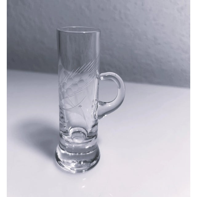 Vintage Hand Blown Crystal Glass Cordial Glasses Set of 5 These vintage hand-blown crystal glasses are cylindrical shaped...