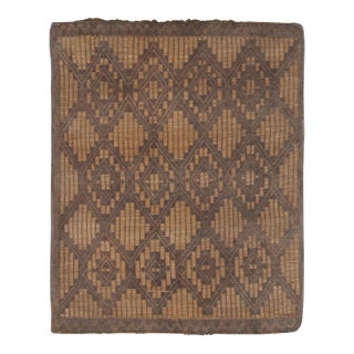 Vintage Tuareg Mat in Brown and Beige With Diamond Geometric Patterns For Sale