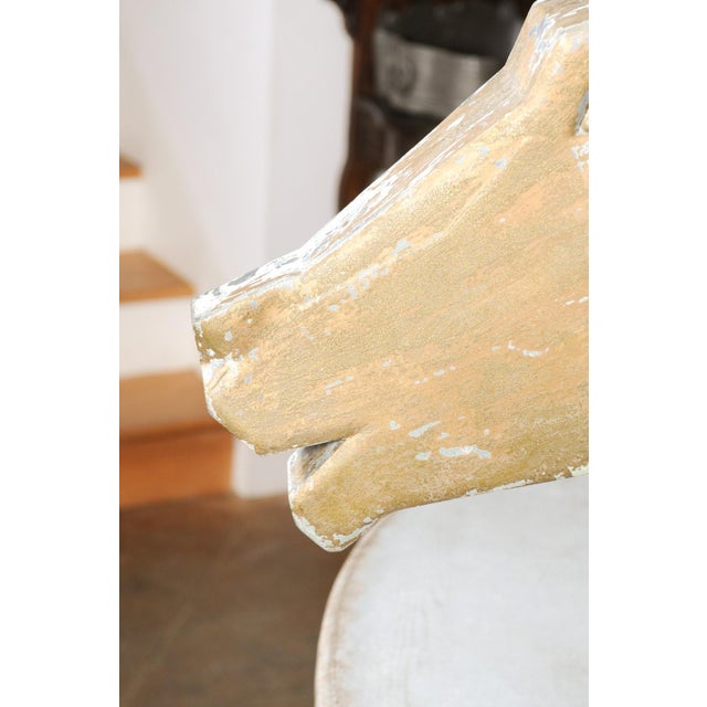 French 1890s Gilded Zinc Horse Head Sculpture with Angular Traits and Patina For Sale - Image 10 of 12