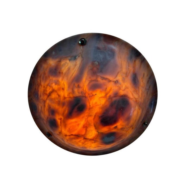 Swedish Alabaster Pendant Lamp with Gilded Details, 1940s For Sale - Image 4 of 8