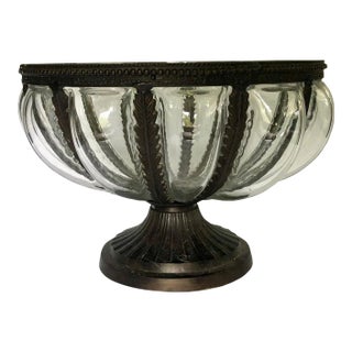 1960s Mid Century Hand-Blown Iron and Bubble Glass Bowl For Sale