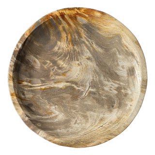 Light Beige Petrified Wood Circular Tray, 1980s For Sale