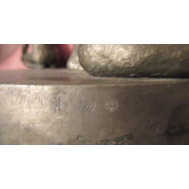 Vintage Original Handmade Signed Solid Lead Nude Lady Mom Children Figure Statue For Sale - Image 12 of 12