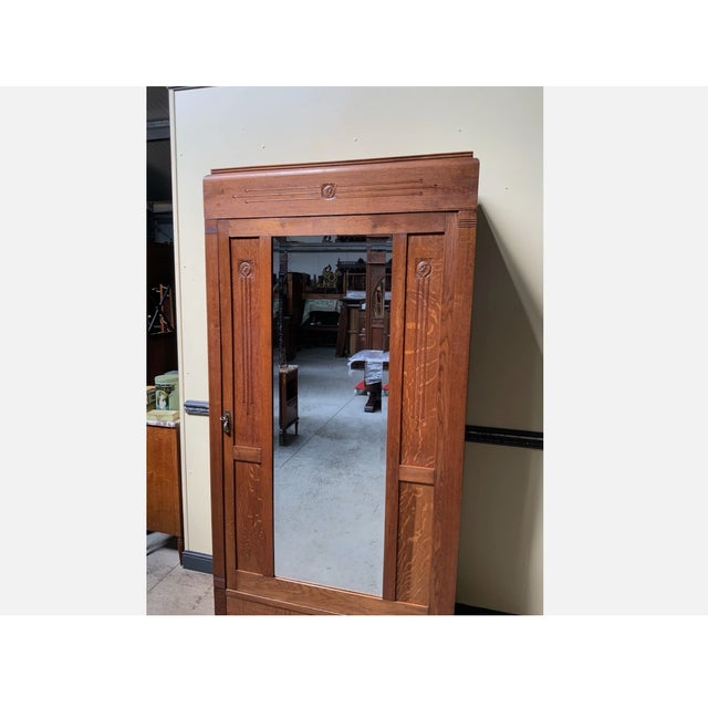 Antique Art Nouveau Linen Wardrobe, 1910 For Sale - Image 3 of 8