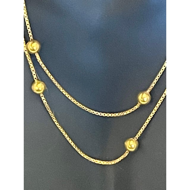 2020s Vintage 18 Karat Yellow Gold Box Chain Ball Necklace, 24 " Long For Sale - Image 5 of 7