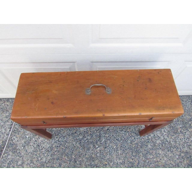 English Antique English Work Box on Custom Stand For Sale - Image 3 of 12