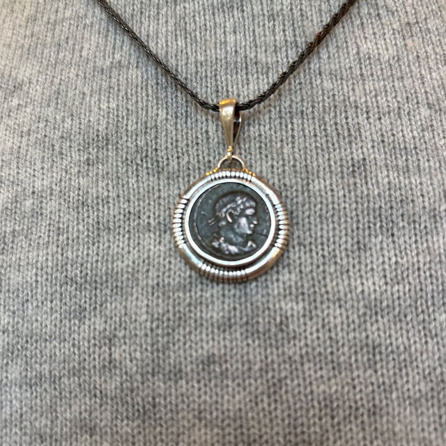 Silver Antique Pendant of Emporer Crispus in Sterling Silver Setting For Sale - Image 8 of 11