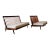 1960s Pair of George Nakashima Studio Settee Sofas in Cherry and Knoll Fabric For Sale