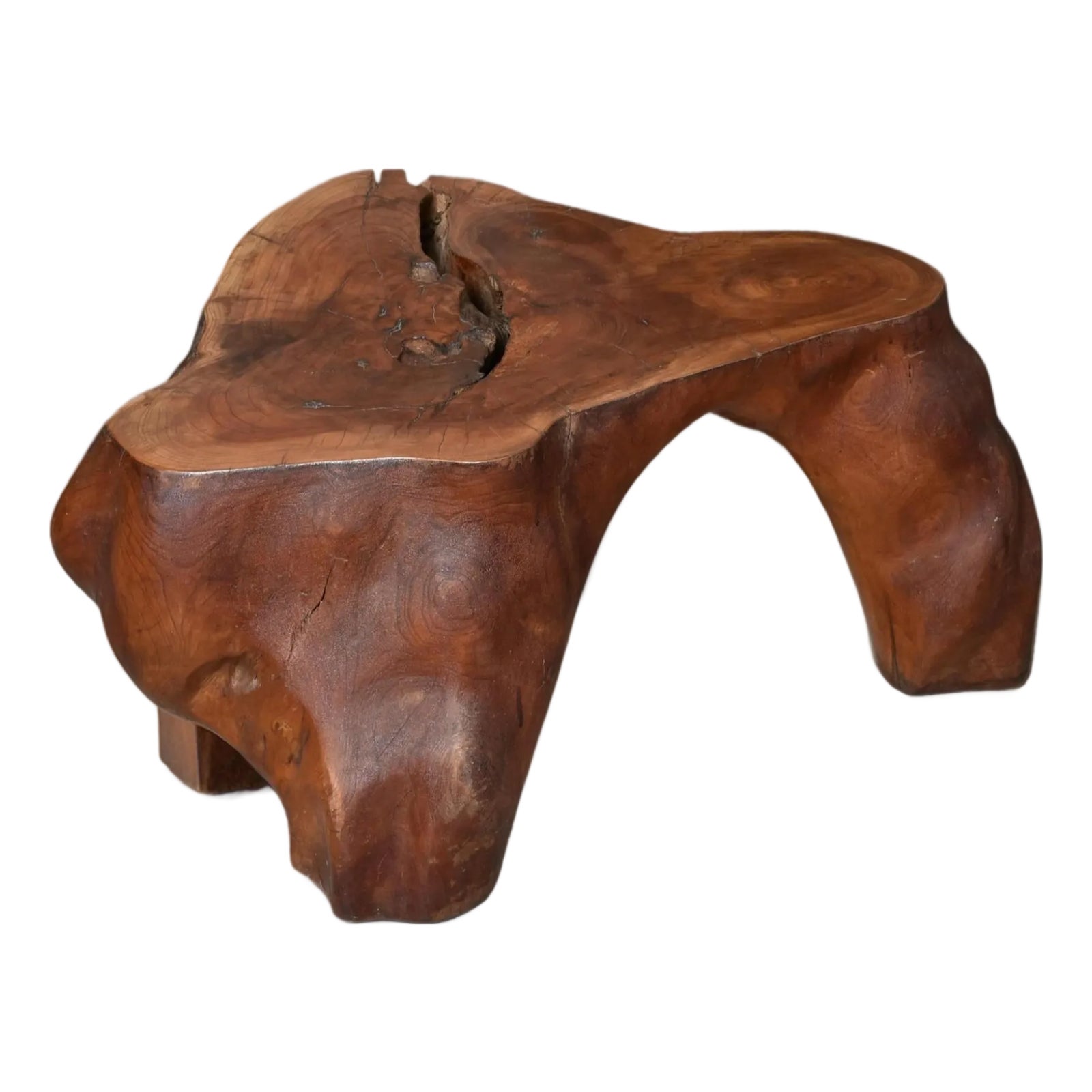 Sculptural Organic Modern Solid Wood Side Table | Chairish