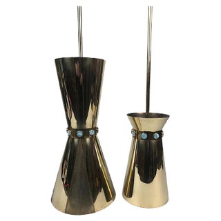 Brass Cafe Europa Pendant Lamps by Carl Appel, Vienna, 1950s, Set of 2 For Sale