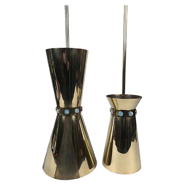 Brass Cafe Europa Pendant Lamps by Carl Appel, Vienna, 1950s, Set of 2 For Sale