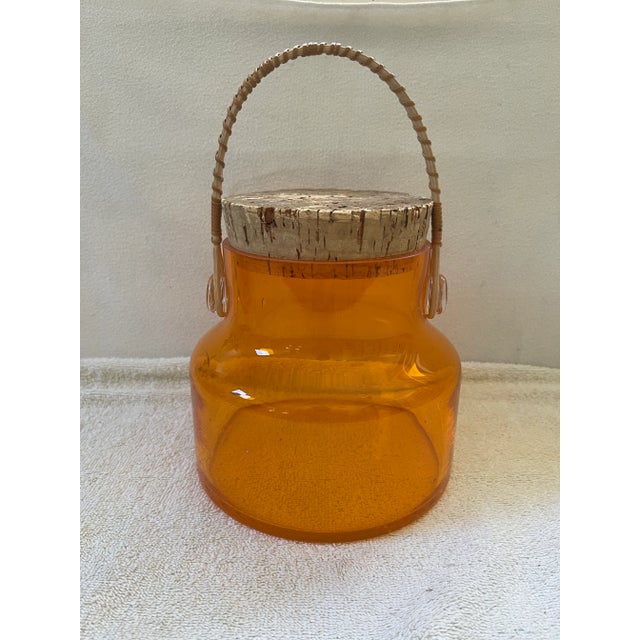 Vintage Post Modern Orange Color Glass Bottle With Cork Lid For Sale - Image 11 of 11