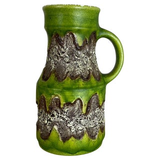 Brutalist Fat Lava Green Ceramic Vases from Dümler and Breiden, Germany, 1970s For Sale