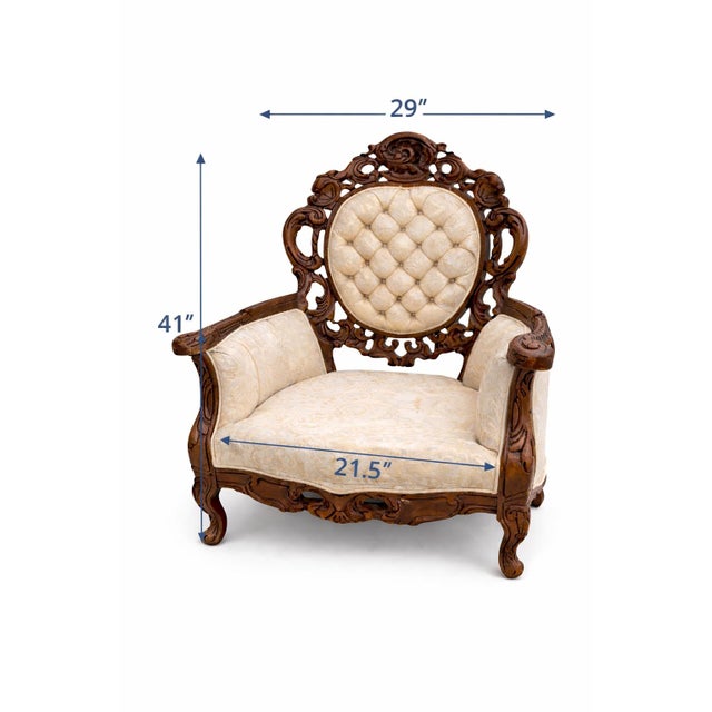 Late 19th Century Antique Victorian Rococo Carved Walnut Armchair – Reupholstery-Ready Designer Frame For Sale - Image 5 of 11