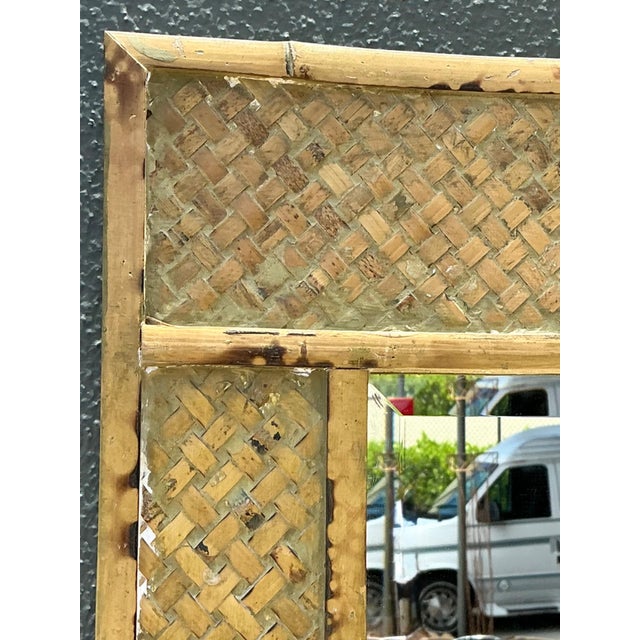 Vintage Woven Bamboo Wall Mirror For Sale - Image 9 of 14
