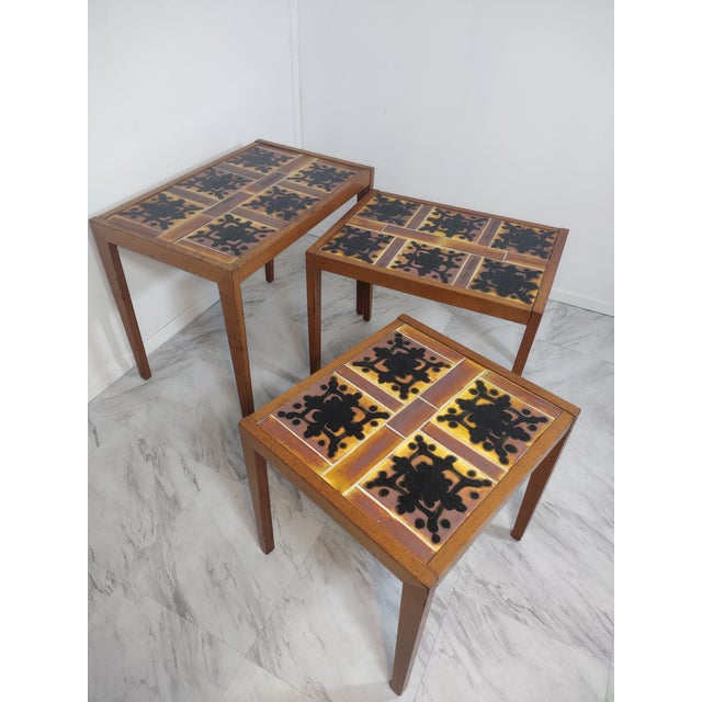 1960s 1960s Tile Top Nesting Tables - Set of 3 For Sale - Image 5 of 12