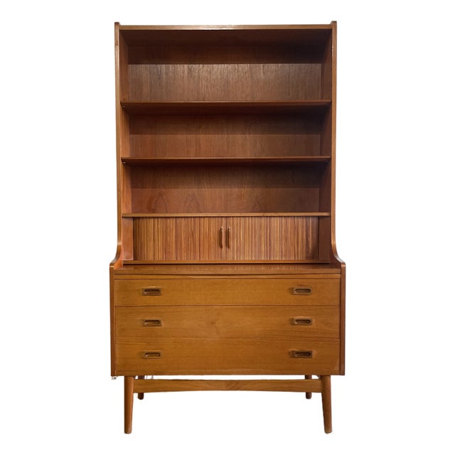 Danish Modern Bookcase With Secretary Desk Johannes Sorth For Sale