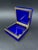 Antique Square Box in Lapis Lazuli Colored Opaline Glass with Gilded Bronze Frames, 1890s, in Flawless conditions....