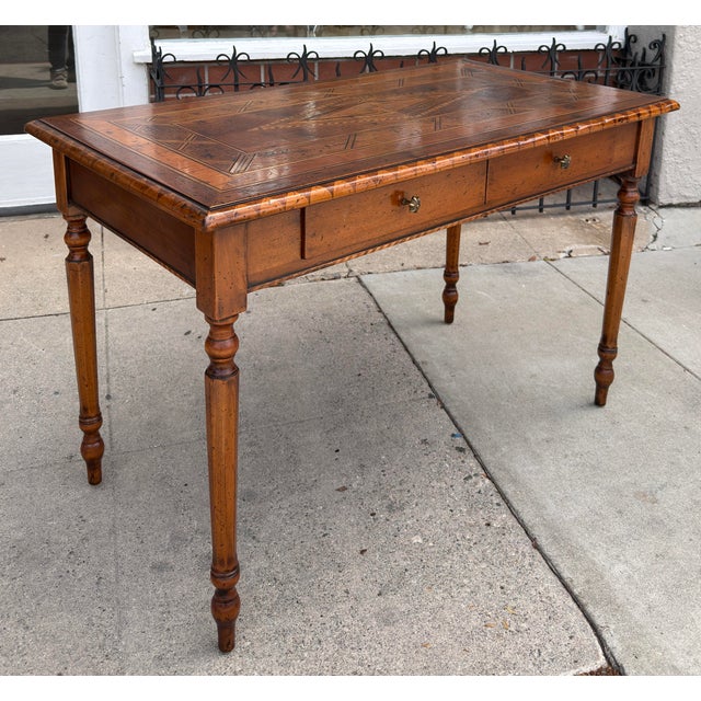 18c Style Francesco Molon for Giemme Italian Fruitwood Inlaid Writing Table Desk.