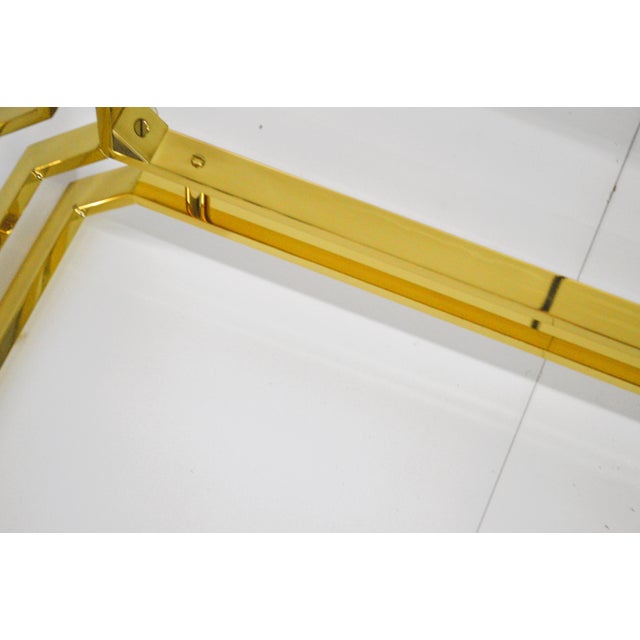 Mid-Century Modern Italian Lacquered Thin Line Brass Square Spacer Coffee Table For Sale - Image 9 of 12