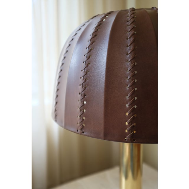 Brass 1960s Leather and Brass Table Lamp B204 by Hans-Agne Jakobsson For Sale - Image 8 of 9