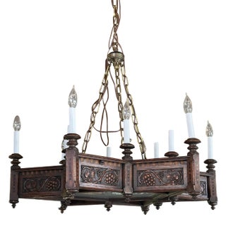 Vintage Star of David Carved Wood Chandelier For Sale
