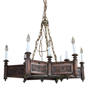 Vintage Star of David Carved Wood Chandelier