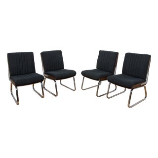 Chrome and Rosewood Chairs from Gordon Russell, United Kingdom, 1970s, Set of 4 For Sale