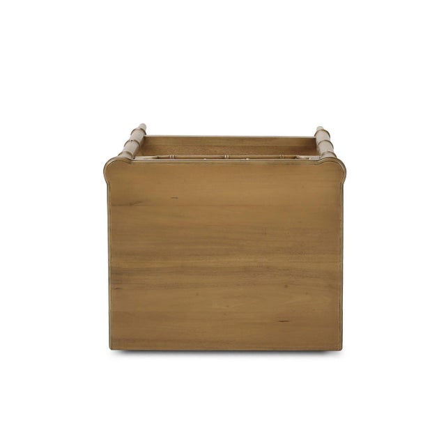 Wood Faux Bamboo Hollywood Regency End Table For Sale - Image 7 of 9