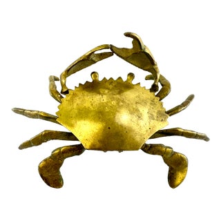 1960s Vintage Mid Century Brass Crab Ashtray For Sale