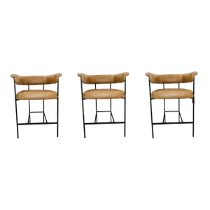 Modern Saddle Leather Counter Stools Set of 3