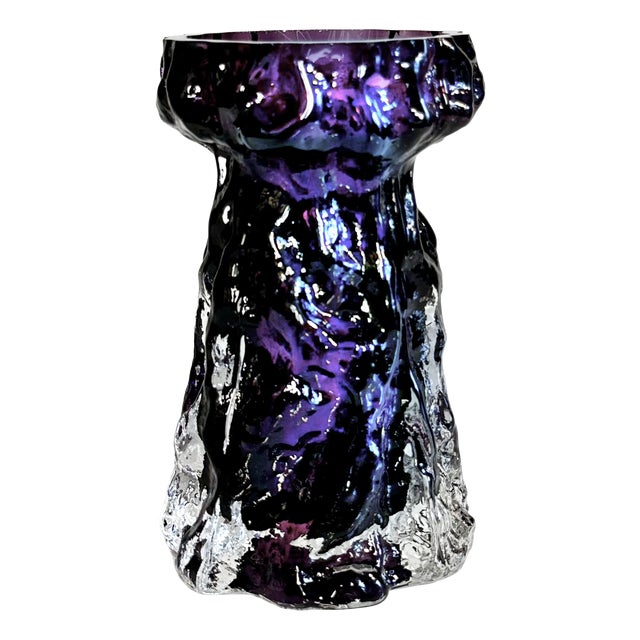 Sculptural Rock-Crystal Glass Vase with Bark Texture by Ingrid Glas, Germany, 1970s For Sale