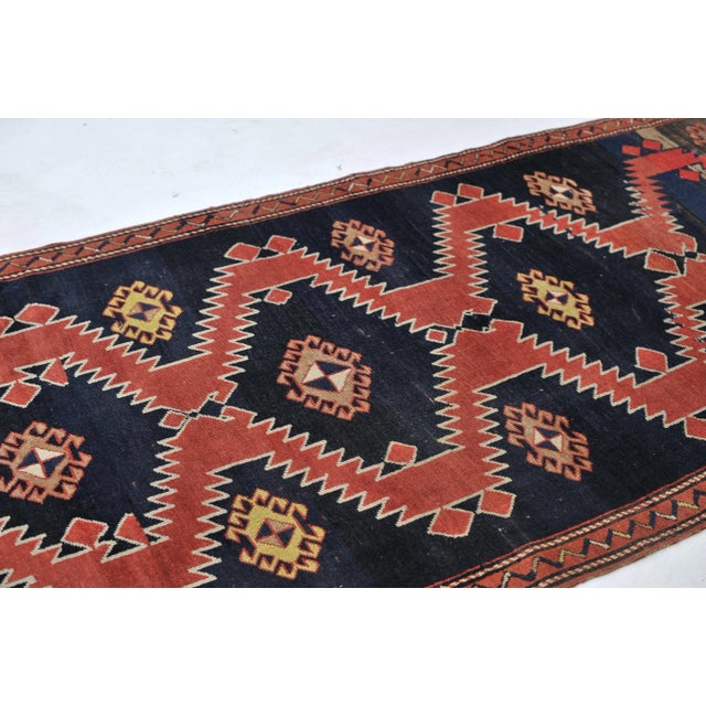 Textile 1930s Caucasus Mountains Geometric Karabagh Run, 4.1 x 8.3 For Sale - Image 7 of 11